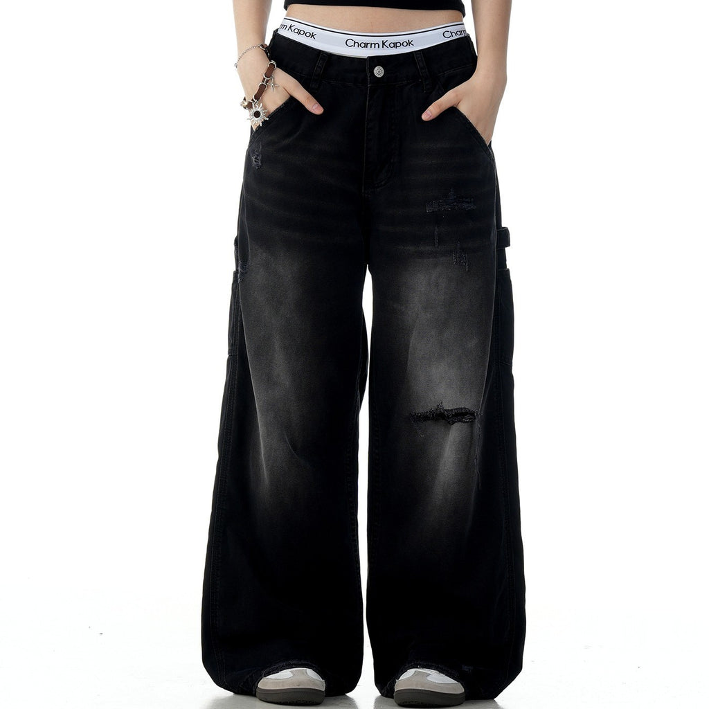 American Retro Tattered Jeans Jeans