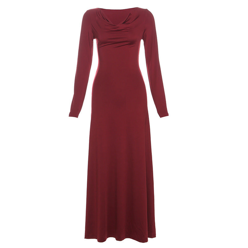 Elegant High-end Lapel Slim-fit Slimming Dress