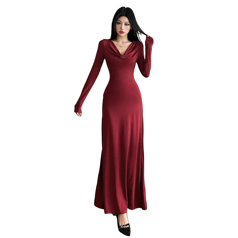 Elegant High-end Lapel Slim-fit Slimming Dress